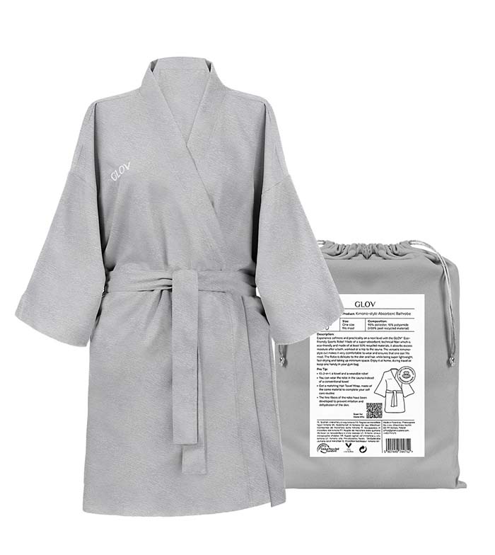 Kaufen GLOV – Ultra saugfähiger Frottee-Bademantel Kimono Style – Grau |  Maquillalia