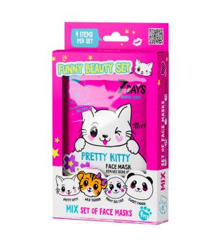 7DAYS  – Gesichtsmasken-Set Funny Beauty Pretty Kitty Mix