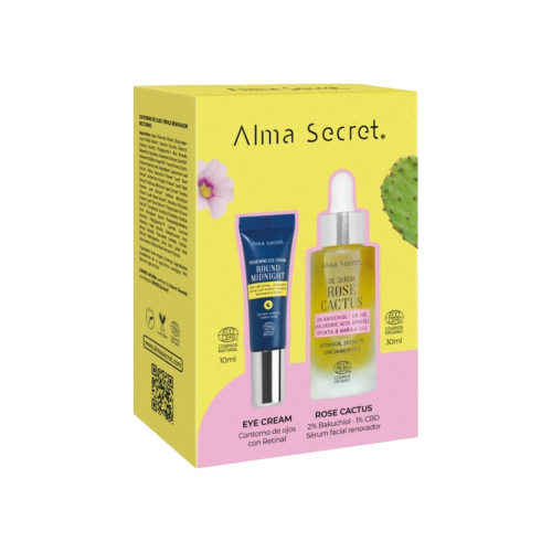 Alma Secret - Augenkontur-Set Round Midnight + Gesichtsserum Rose Cactus