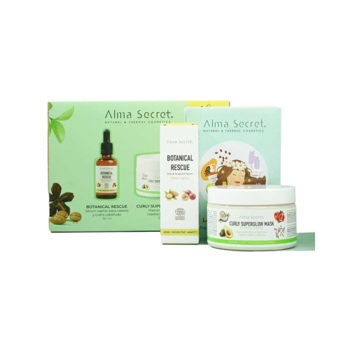 Alma Secret – Geschenkset Haarserum Botanical Rescue + Maske Curly Superglow