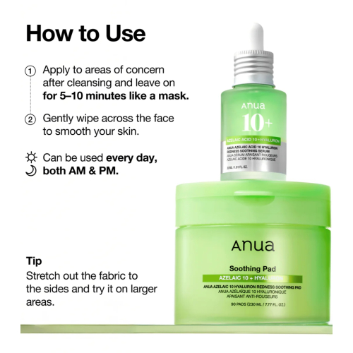 Anua - Pads Azelaic 10 Hyaluron Redness Soothing Pads-Format