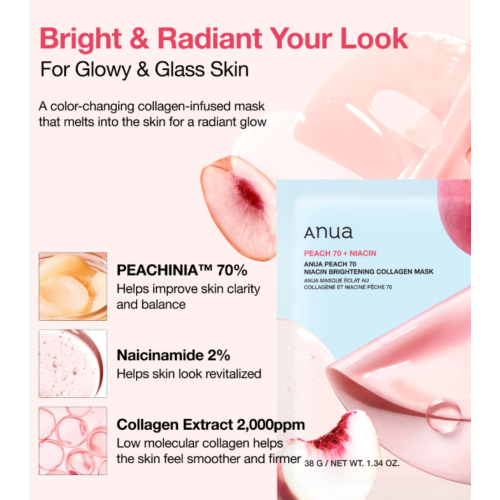 Anua - Kollagen-Aufhellungsmaske Peach 70