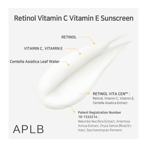 APLB - Sonnenschutz fürs Gesicht Retinol Vitamin C Vitamin E SPF50+ PA++++