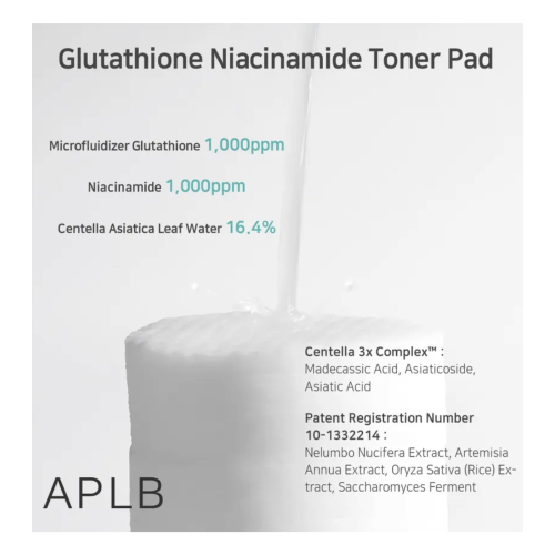 APLB - Feuchtigkeitsspendende Gesichtswasser-Pads Glutathione Niacinamide - 60pads