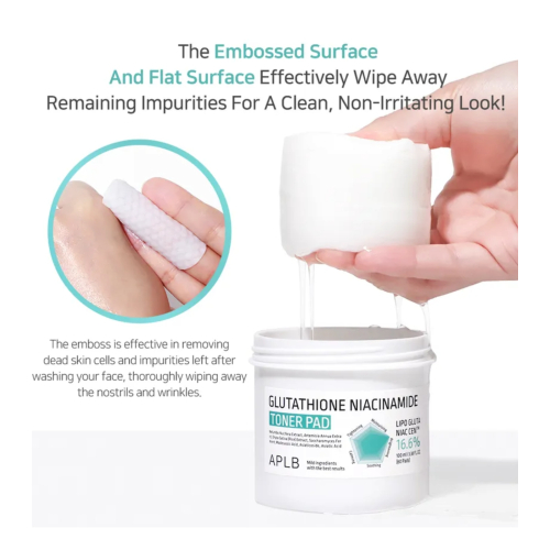 APLB - Feuchtigkeitsspendende Gesichtswasser-Pads Glutathione Niacinamide - 60pads
