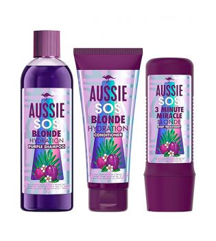 Aussie – SOS Blonde Shampoo, Maske und Conditioner Geschenkset – Blondes, gesträhntes oder gebleichtes Haar