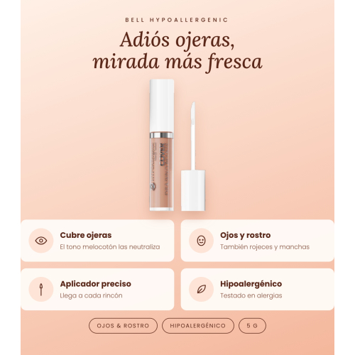 Bell HYPOAllergenic - Flüssiger Concealer Hypo Cover Eye & Skin Concealer - 102: Deep Peach