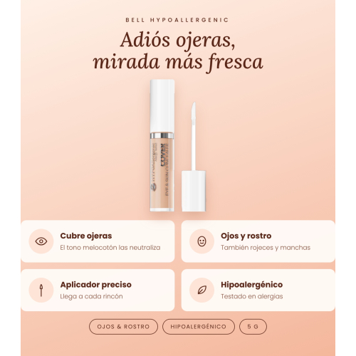 Bell HYPOAllergenic - Flüssiger Concealer Hypo Cover Eye & Skin Concealer - 101: Light Peach