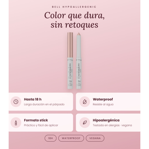 Bell HYPOAllergenic - Lidschatten in Stickform 18h Waterproof - 01: Rose