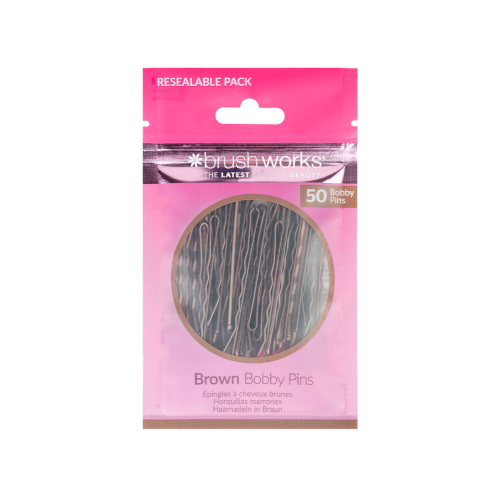 Brushworks – Set mit 50 Haarnadeln Bobby Pins – Braun