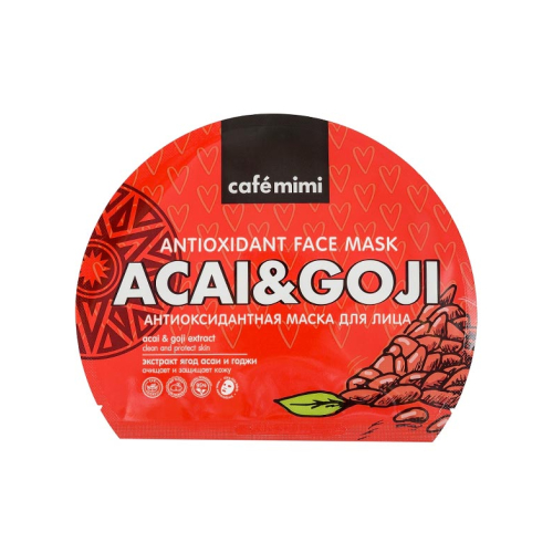 Café Mimi - Antioxidative Stoff-Gesichtsmaske - Acai & Goji