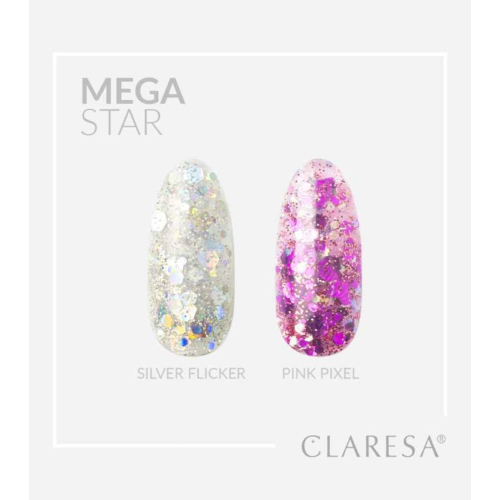 Claresa – Nageldekorationsgel Megastar – Silver Flicker