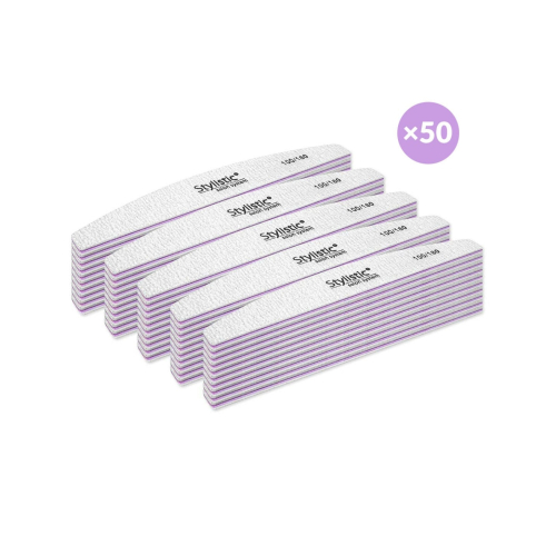 Claresa - 50er-Pack halbmondförmige Nagelfeilen 100/180