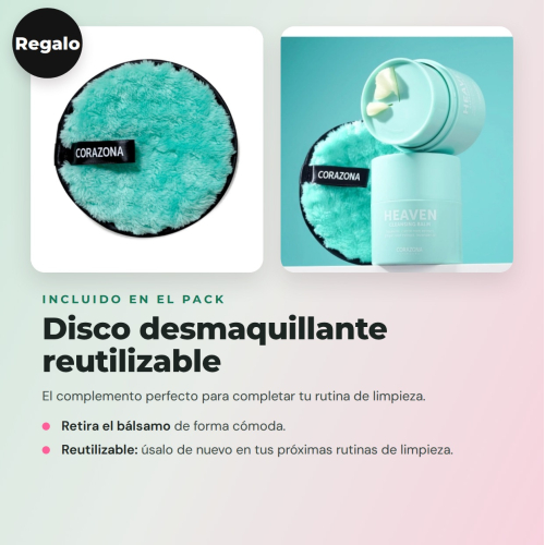 CORAZONA - Pack 3 Abschminkbalsame Heaven mit wiederverwendbarem Reinigungspad für vegane und tierversuchsfreie Gesichtsreinigung