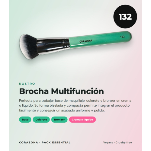 CORAZONA Pack Brochas Essential mit 5 Werkzeugen für Make-up und Geschenkbecher vegan und tierversuchsfrei