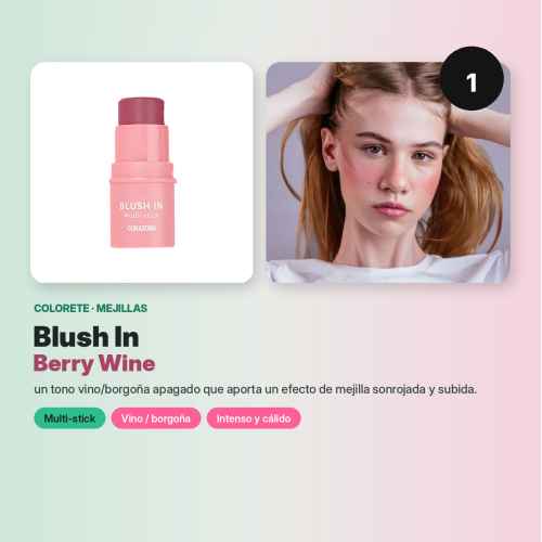 CORAZONA Pack Coloretes Multi-stick Blush In - 4 Töne Berry Wine Sweet Peach Honey Rose Marsala Sunset Cruelty Free Vegan