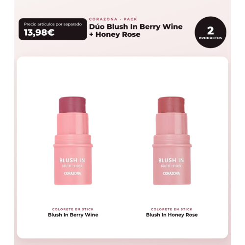 CORAZONA - Duo-Paket Rouge Blush In Berry Wine + Honey Rose