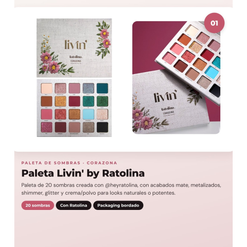 CORAZONA - Komplettes Look-Paket Livin' by Ratolina - Lidschattenpalette + 2 Pinsel + Eyeliner + Lippenkonturenstift