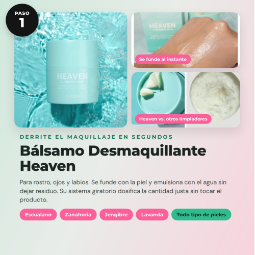 CORAZONA Pack Hautpflege Doppelte Reinigung - Balsam Heaven, Gel Hero Fresh und Wiederverwendbare Disco für saubere und frische Haut