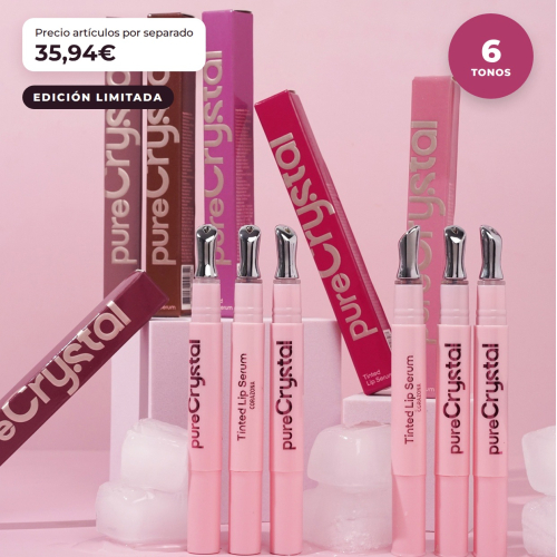 CORAZONA - Set Pure Crystal Tinted Lip Serum Edition Limitée - 6 Tintes Labiales Sérum mit Metallapplikator Kühleffekt - Glossy-Finish und langanhaltende Tönung