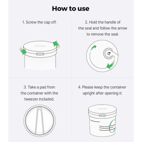 COSRX – Grünes, beruhigendes Gesichtswasser im pads-Format