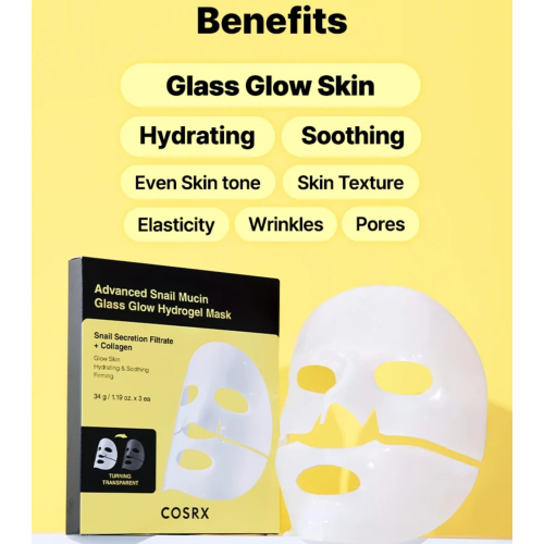 COSRX - Pack mit 3 Gesichtsmaske Advanced Snail Mucin Glass Glow
