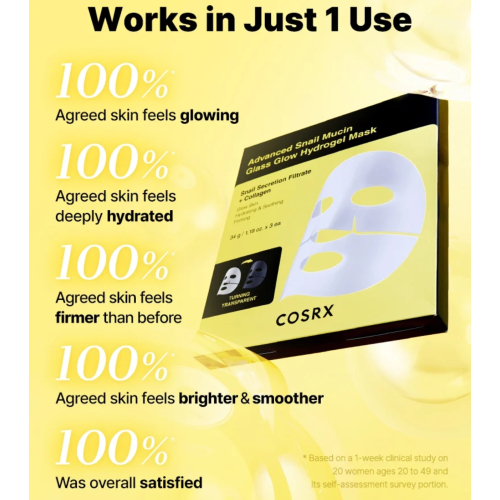COSRX - Pack mit 3 Gesichtsmaske Advanced Snail Mucin Glass Glow
