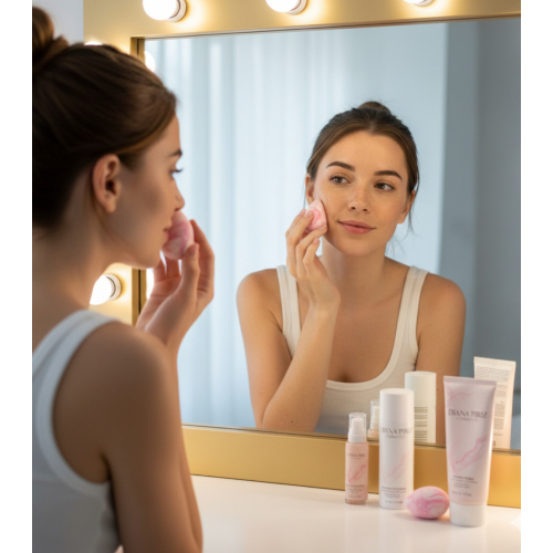 Diana Piriz Cosmetics - Make-up-Schwamm Pink Sakura + belüftetes Etui