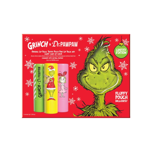 Dr. Paw Paw - *The Grinch* - Lippenbalsam-Trio - Peach Pink, Candy Cane Lip Scrub & Original