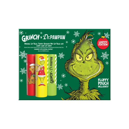 Dr. Paw Paw - *The Grinch* - Lippenbalsam-Trio - Ultimate Red, Candy Cane Lip Scrub & Original