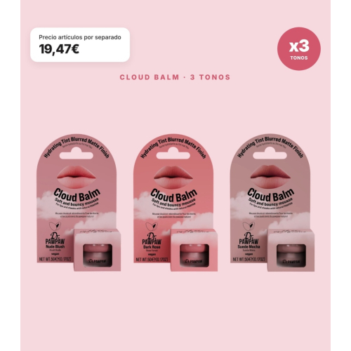 Dr. PAWPAW - Pack 3 Multifunktionsbalsame Cloud Balm Nude Blush, Dark Rose und Suede Mocha