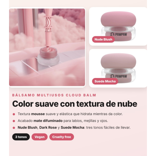 Dr. PAWPAW - Pack 3 Multifunktionsbalsame Cloud Balm Nude Blush, Dark Rose und Suede Mocha