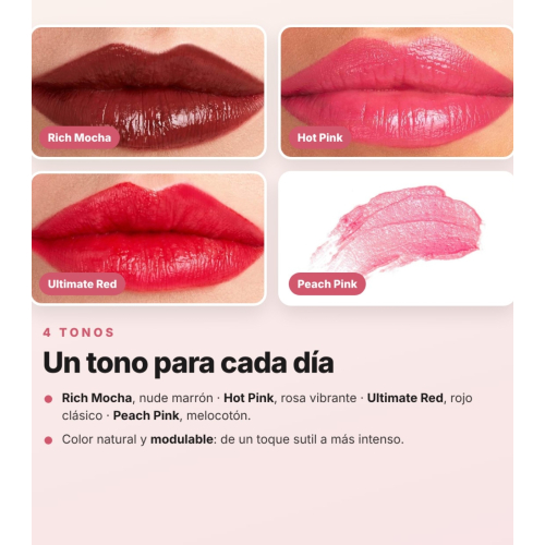 Dr. PAWPAW - Pack 4 Multifunktions-Lippenbalsame mit Color Ultimate Red, Rich Mocha, Hot Pink und Peach Pink für Lippen, Wangen und Augen