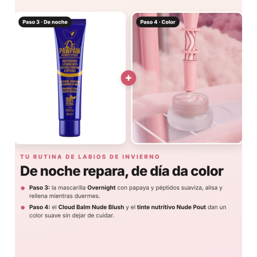 Dr. PAWPAW - Pack Kit Winter Lippen 5 Produkte | Peeling-Duo Scrub & Nourish, Balsam Original Clear, Maske Overnight, Cloud Balm und nährender Lippenstift