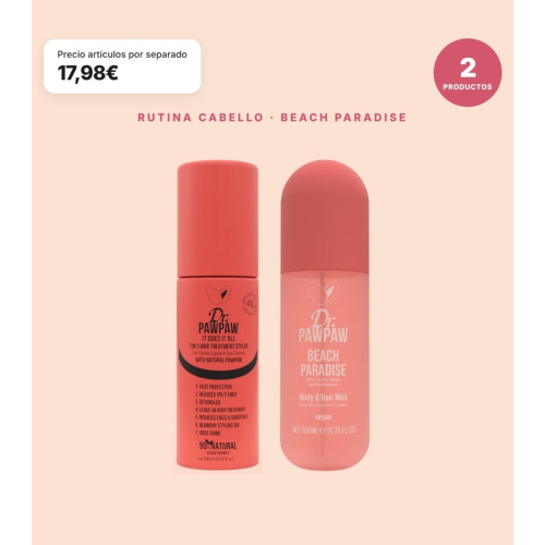 Dr. PAWPAW - Pack Haar-Routine Beach Paradise: 7-in-1 Haarbehandlung It Does It All und Spray für Haar und Körper