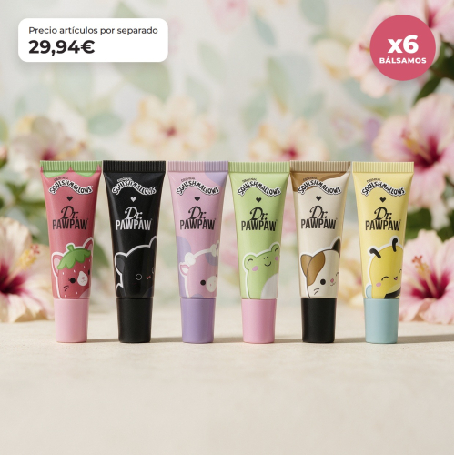 Dr. PAWPAW - Squishmallows Komplettset | 6 feuchtigkeitsspendende Lippenbalsame mit Aromen, inspiriert von adorablen Charakteren und einer Formel, angereichert mit Papaya-Extrakt