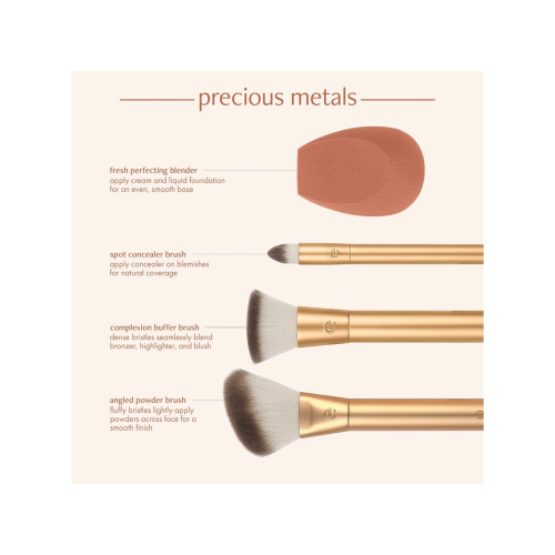 Ecotools - *Precious Metals* – Set mit 3 Bürsten + Schwamm