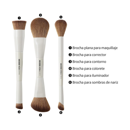 Eigshow - *Duo Series* - Set mit 3 doppelseitigen Make-up-Pinseln - White