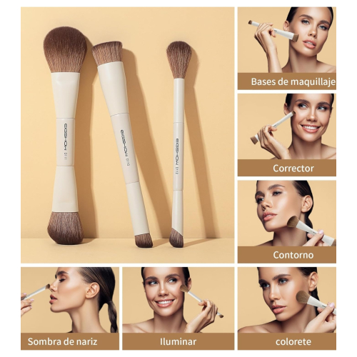 Eigshow - *Duo Series* - Set mit 3 doppelseitigen Make-up-Pinseln - White