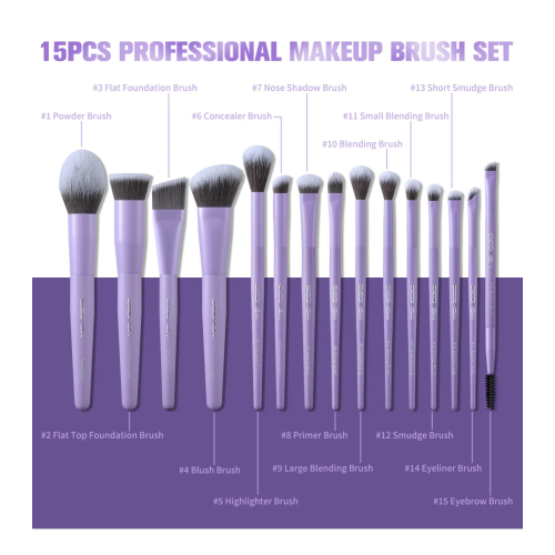 Eigshow - *Purple* - 15-teiliges Make-up-Pinselset