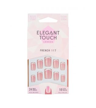 Elegant Touch – Künstliche Nägel Natural French - 117: Squoval Pink