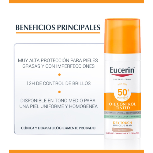 Eucerin – Getönter Gel-Sonnenschutz SPF50 Oil Control – Mittel