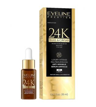 Eveline Cosmetics – Anti-Falten-Serumampulle mit Schneckenschleim und Kaviarextrakt 24K Snail & Caviar