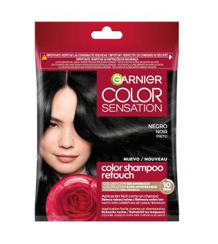 Garnier – Semipermanente Coloration ohne Ammoniak Color Shampoo Retouch Color Sensation – 1,0: Schwarz