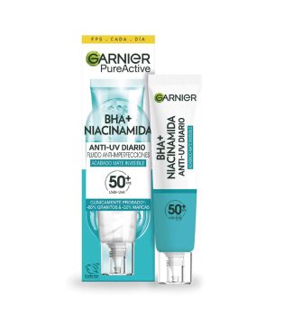 Garnier – Flüssige Anti-Unreinheiten-Creme mit BHA + Niacinamid SPF50+ Pure Active
