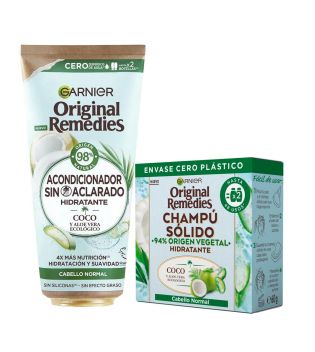 Garnier – Leave-in-Conditioner-Packung + festes Coco-Shampoo. Original Remedies – Normales Haar