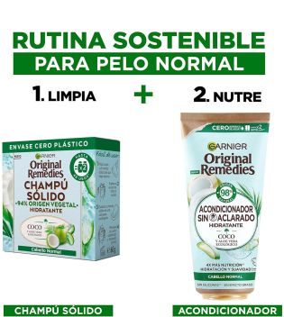 Garnier – Leave-in-Conditioner-Packung + festes Coco-Shampoo. Original Remedies – Normales Haar