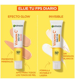 Garnier - *Skin Active* – Tägliches Anti-Flecken- und Anti-UV-Fluid mit Vitamin C SPF50+ – Glow-Effekt