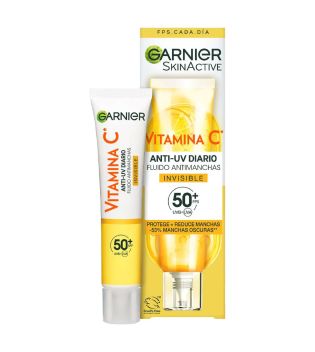 Garnier - *Skin Active*  – Tägliches Anti-Flecken- und Anti-UV-Fluid mit Vitamin C SPF50+ – unsichtbar
