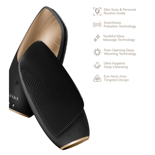 GESKE – Gesichtsreinigungs- und Massagebürste Sonic Thermo 6 in 1 – Schwarzgold